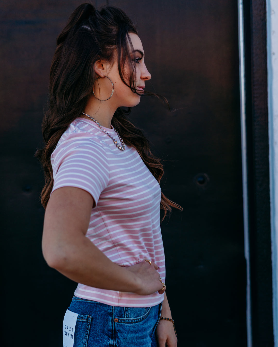 Spanx: Cotton Crewneck Tee in Fleur Stripe