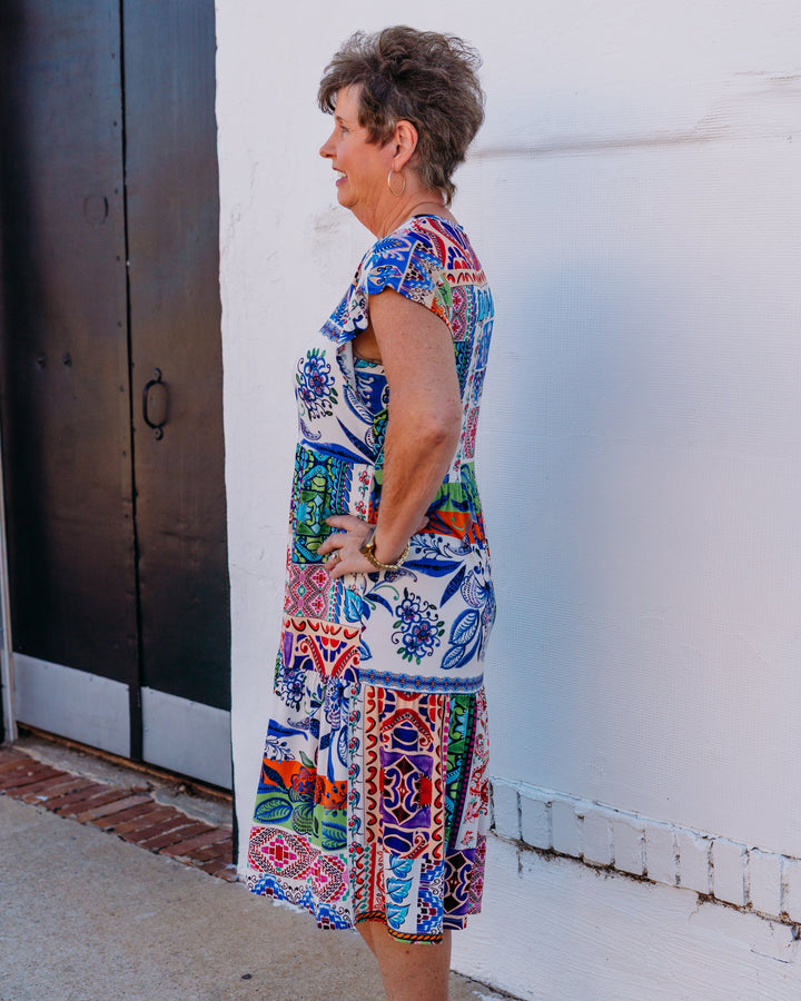 Johnny Was: The Janie Favorite Tiered Tea Length Dress in Armeria Scarf (T31026)