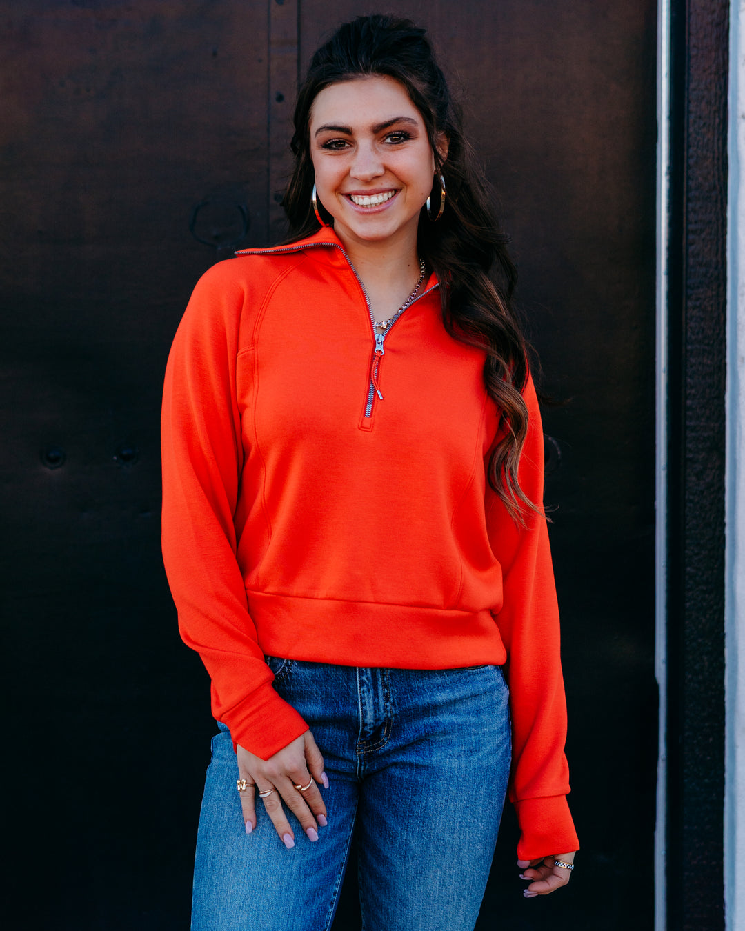 Spanx: Airessentials Half Zip in Poppy