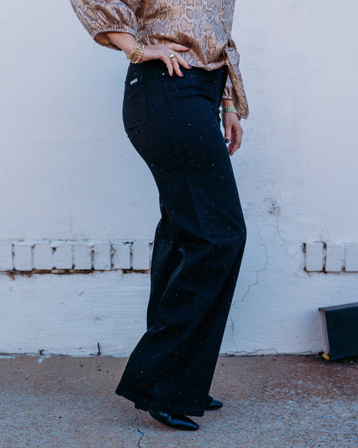 Joseph Ribkoff: Classic Wide Leg Jeans with Rhinestones (254962)