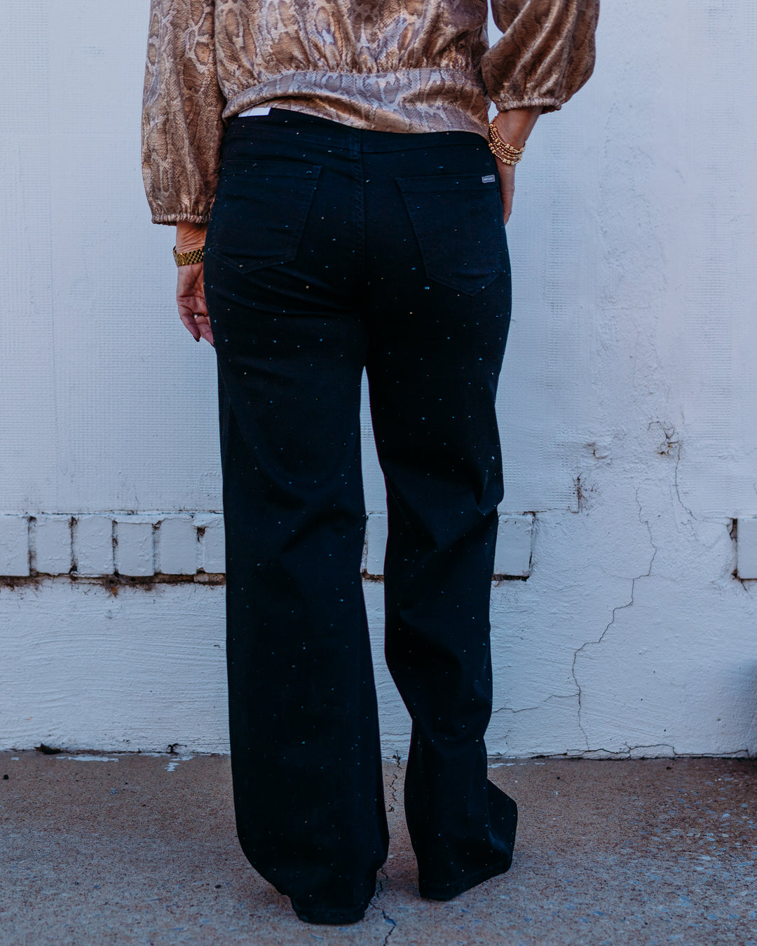 Joseph Ribkoff: Classic Wide Leg Jeans with Rhinestones (254962)