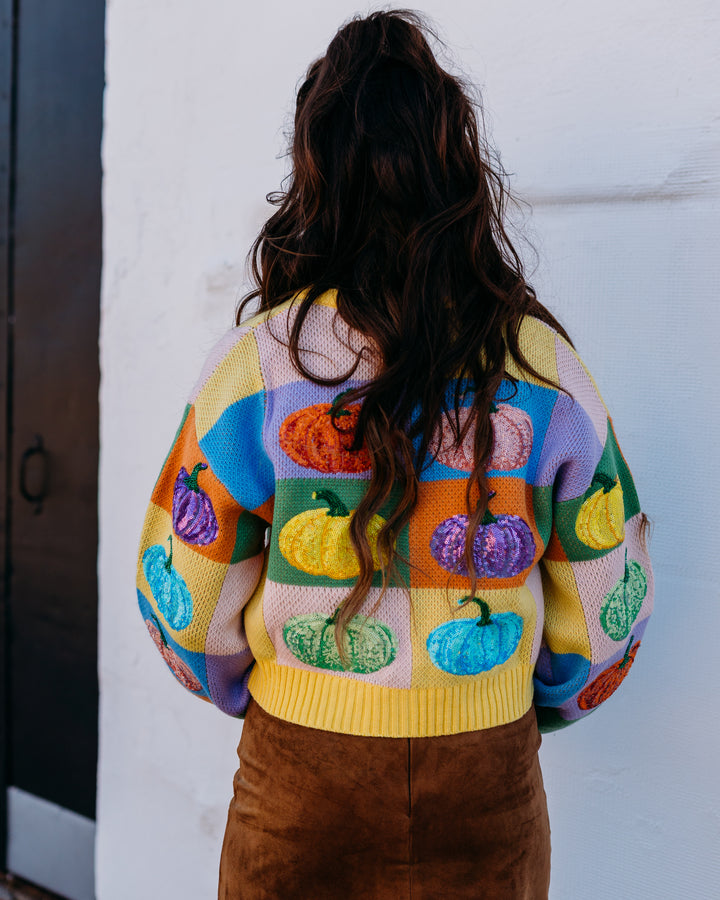 Queen of Sparkles: Pastel Colorblock Pumpkin Button Up Cardigan