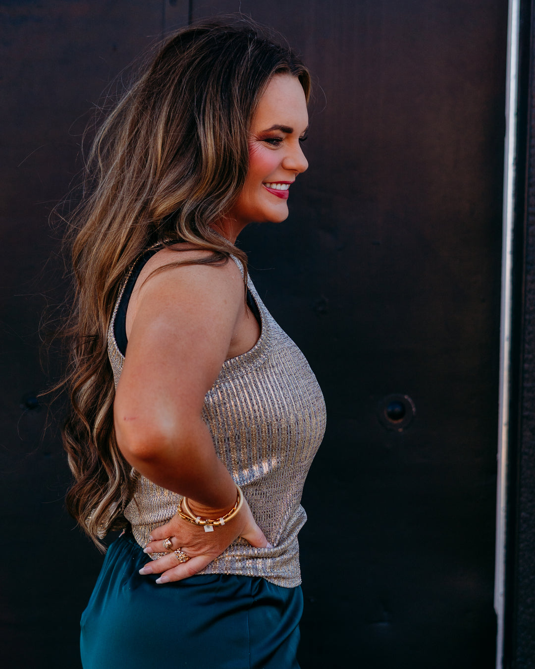 Another Love: Pamela Tank Top in Gold Foil