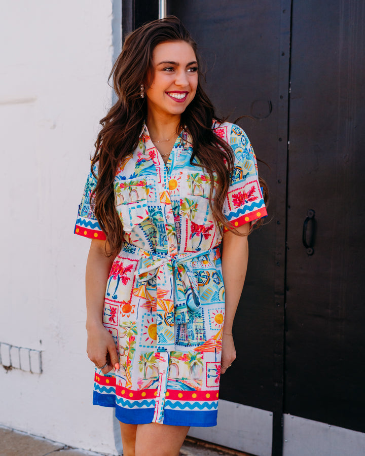 Joy Joy: Placket Shirt Dress in Sunny Vacay (77D4982)