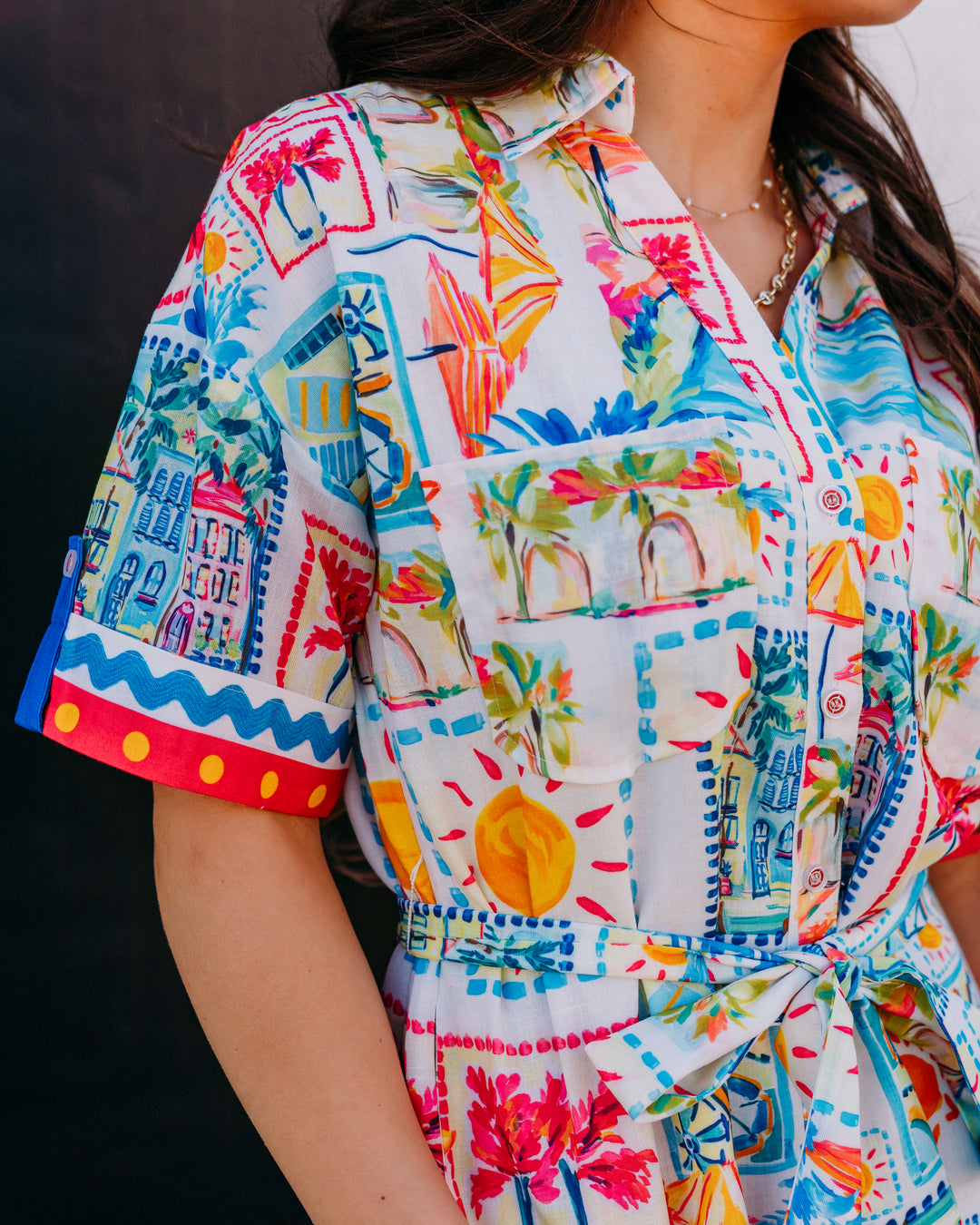 Joy Joy: Placket Shirt Dress in Sunny Vacay (77D4982)