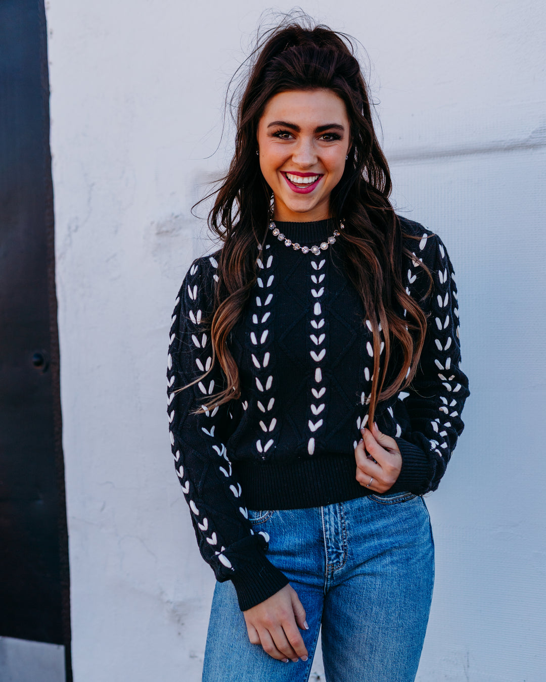 Another Love: Lexa Sweater in Black and Cream