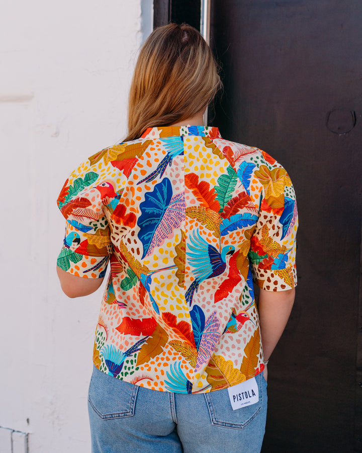 Jade: Lantern Sleeve Shirt in Jungle Flight (77D8008)