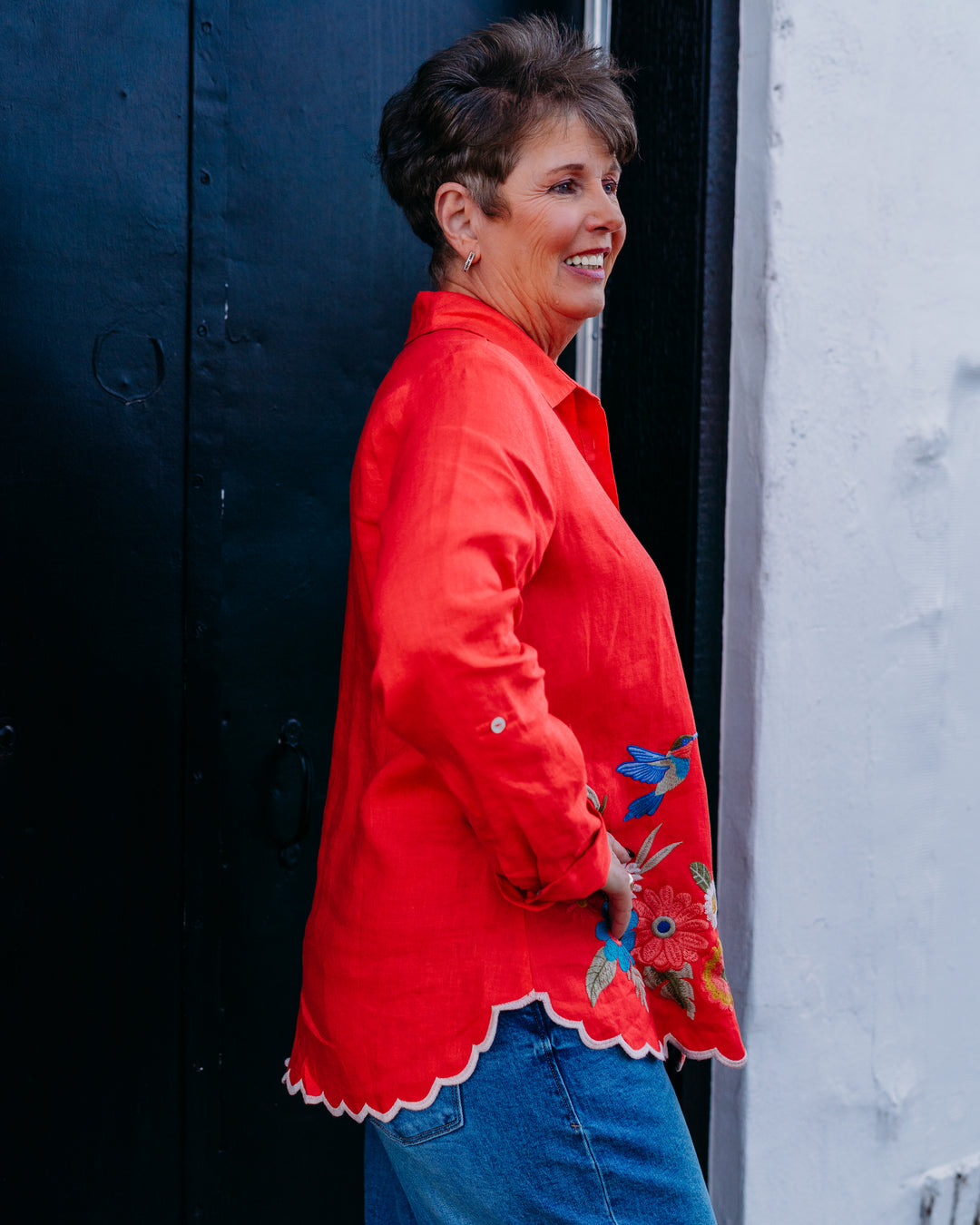 Johnny Was: Francis Relaxed Linen Shirt in Cayenne