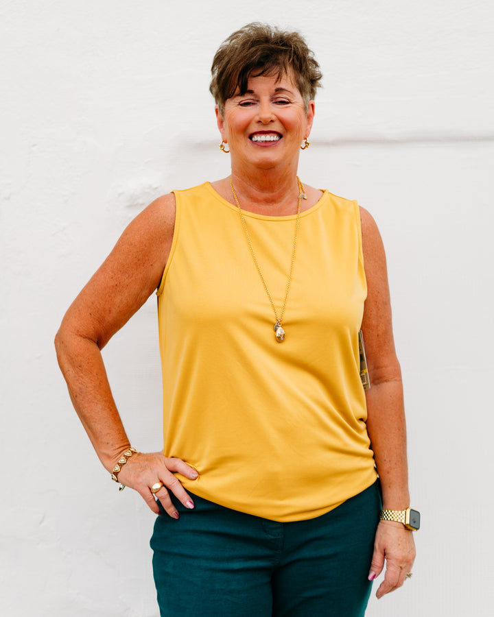 Multiples: High Neck Tank Top in Saffron(M35101TM)