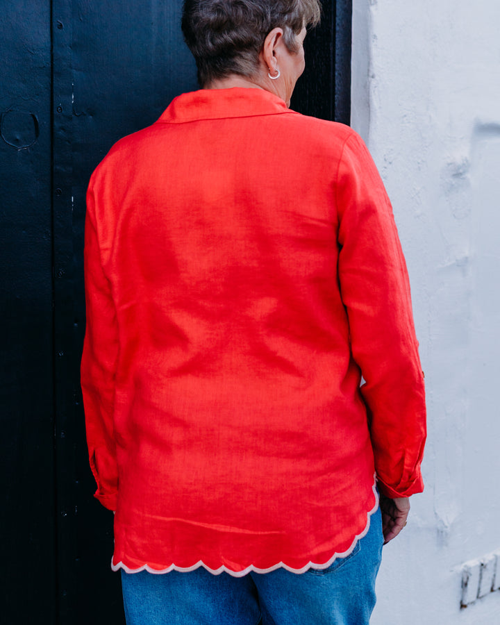 Johnny Was: Francis Relaxed Linen Shirt in Cayenne