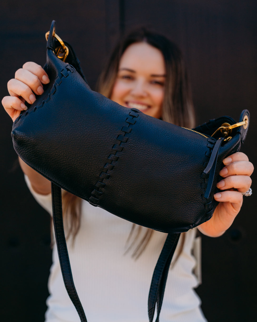 Hobo: Mini Shoulder Opal In Black (82536BLK) - The Vogue Boutique