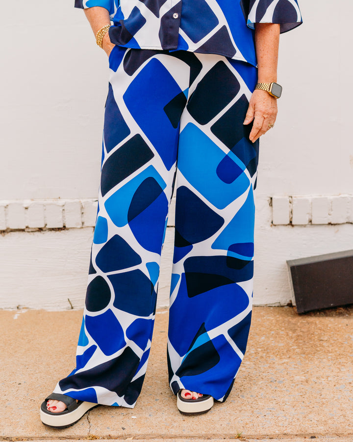 Jospeh Ribkoff: Recycled Woven Geometric Print Wide Leg Pull-On Pants (262155)