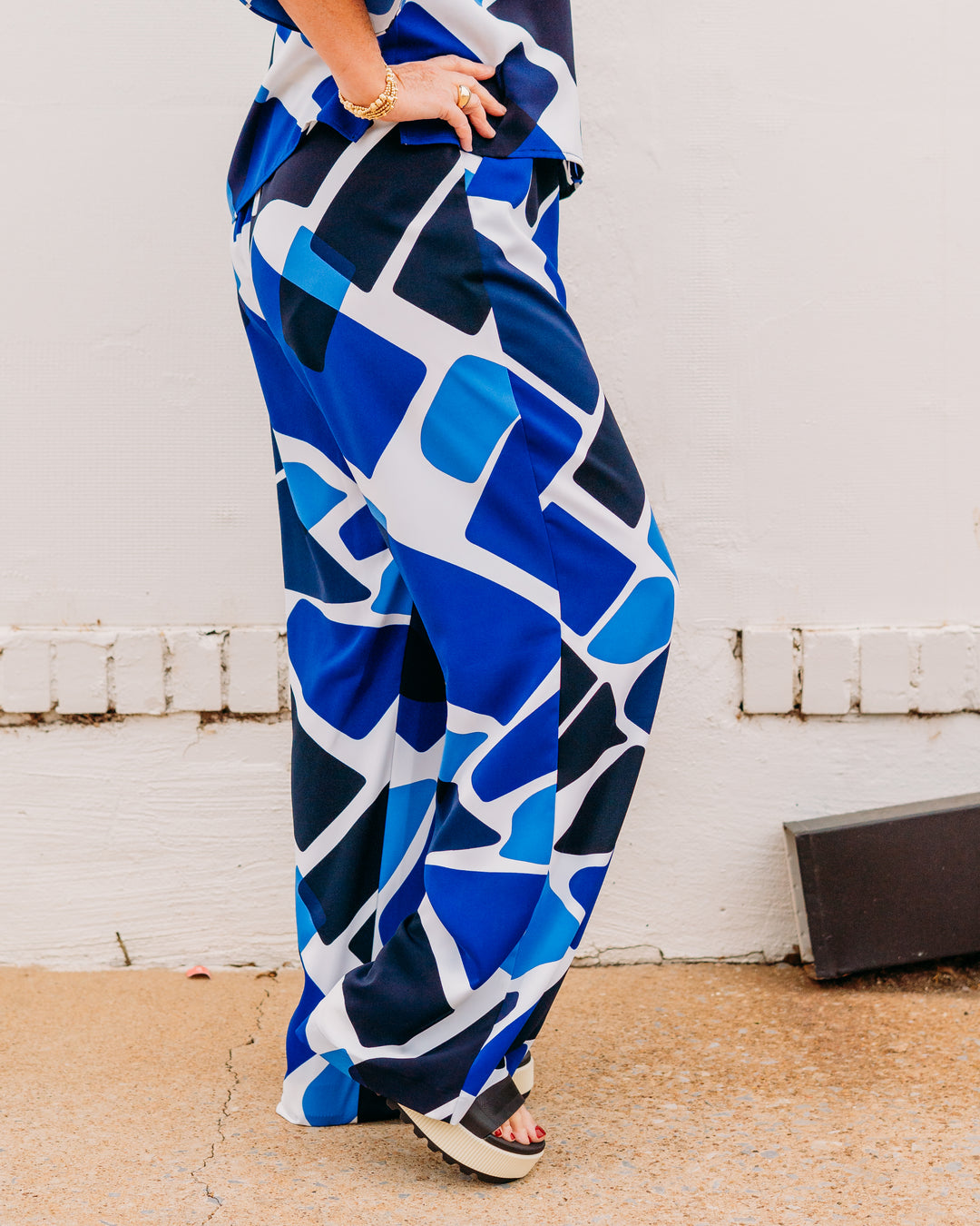 Jospeh Ribkoff: Recycled Woven Geometric Print Wide Leg Pull-On Pants (262155)