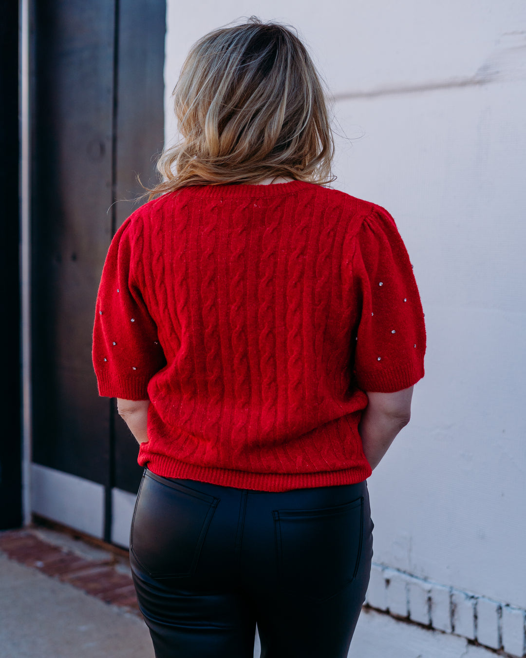 Design History: Rhinestone Sleeve Sweater in Cherry