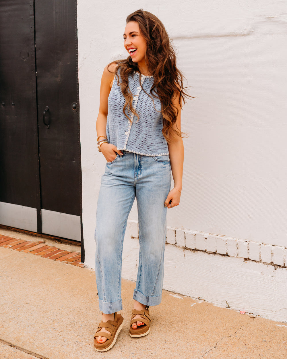 Steve Madden: Annya Sweater Vest in BLUE ICE (SB11149) - The Vogue Boutique
