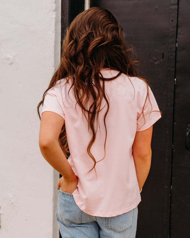 Queen Of Sparkles: Light Pink 'USA' Bandana Tee in White (SUM26201) - The Vogue Boutique
