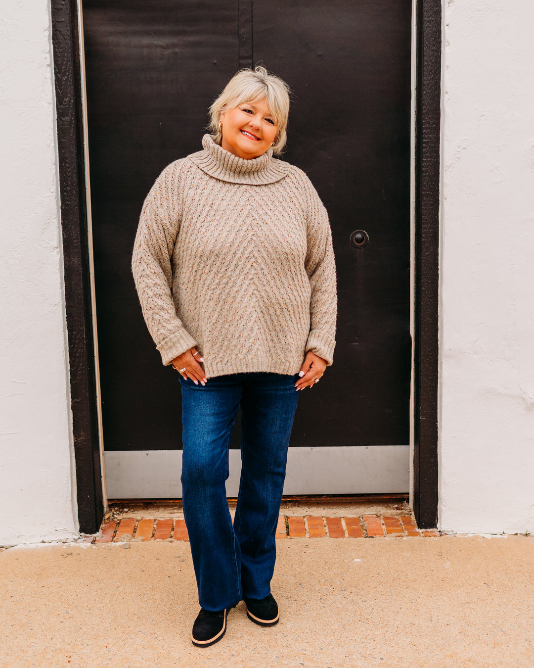 Charlie B: Diagonal Cable Sweater in Cream