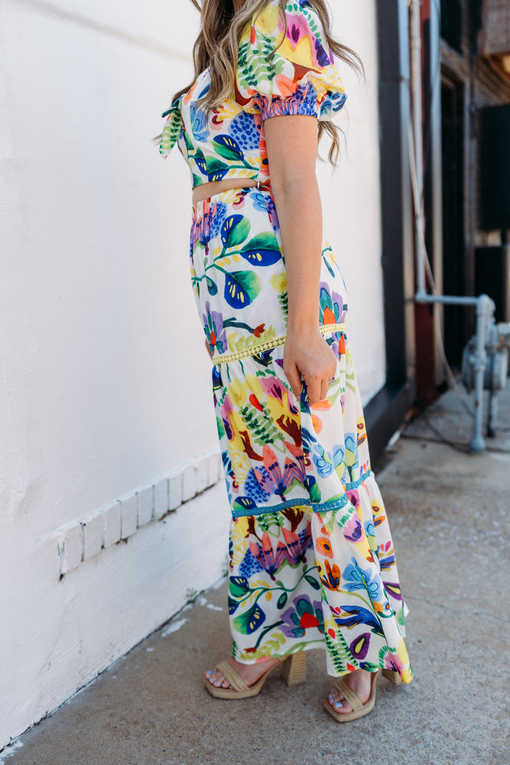 Joy Joy: Island Art Trim Tiered Skirt 72D7412