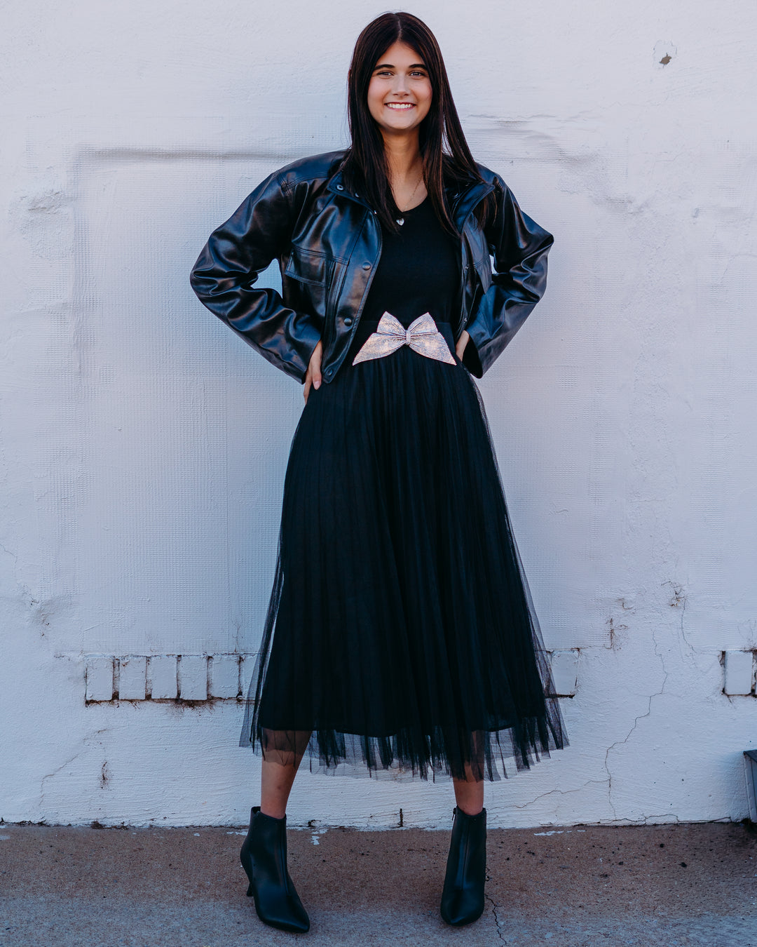 Elan: Black Faux Leather Jacket fl8258