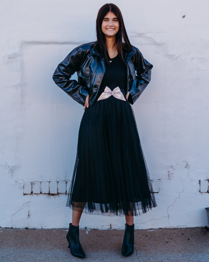 Elan: Black Faux Leather Jacket fl8258