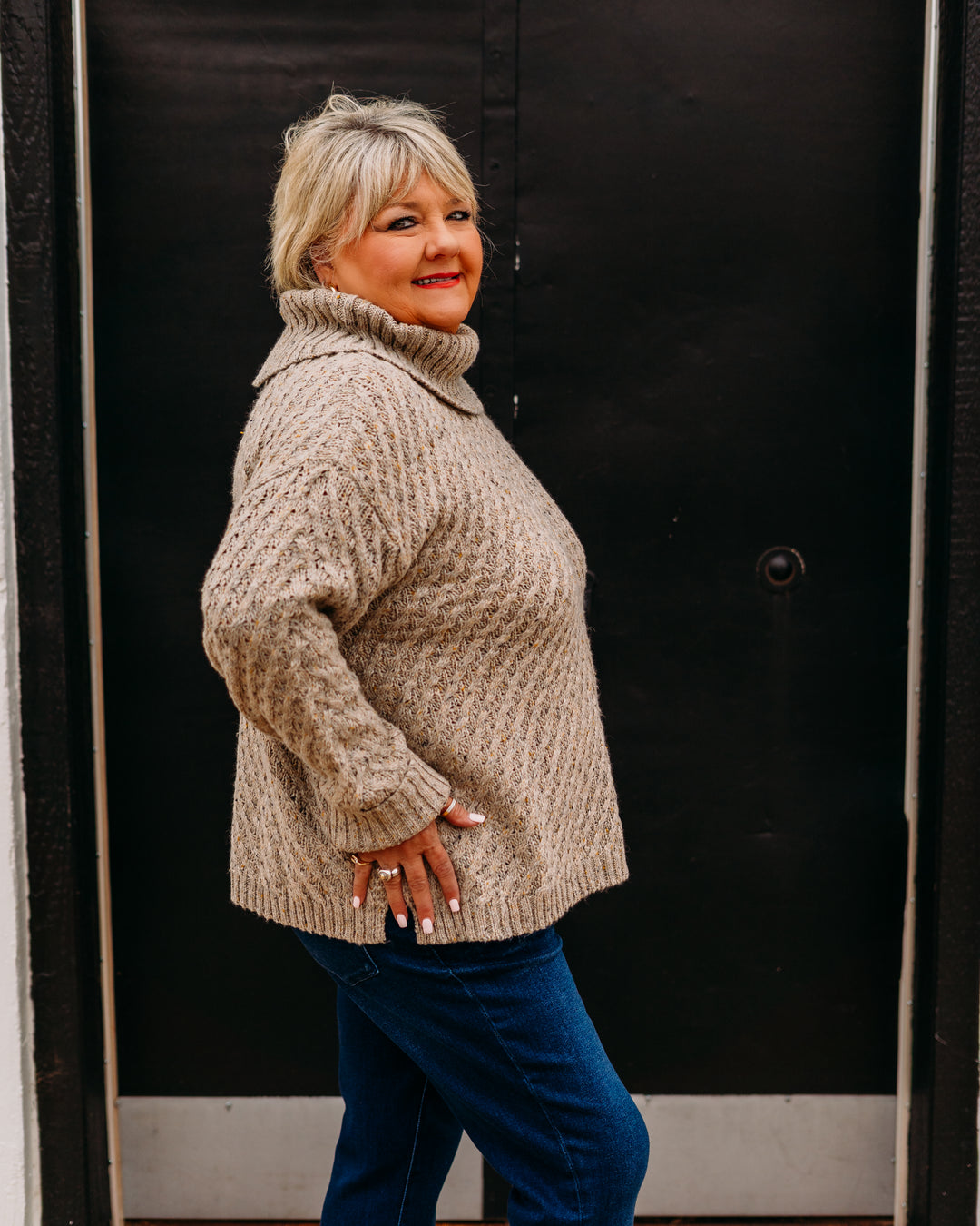Charlie B: Diagonal Cable Sweater in Cream