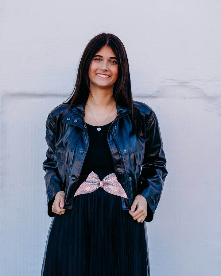 Elan: Black Faux Leather Jacket fl8258