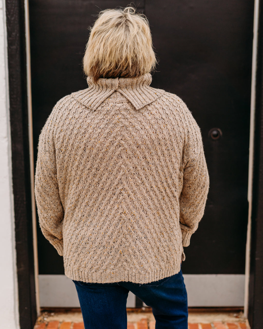 Charlie B: Diagonal Cable Sweater in Cream