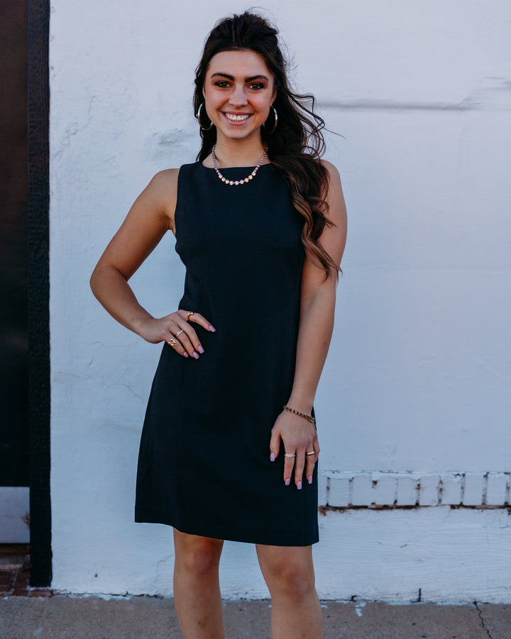 Spanx: Ponte Square Neck Mini Dress in Classic Black