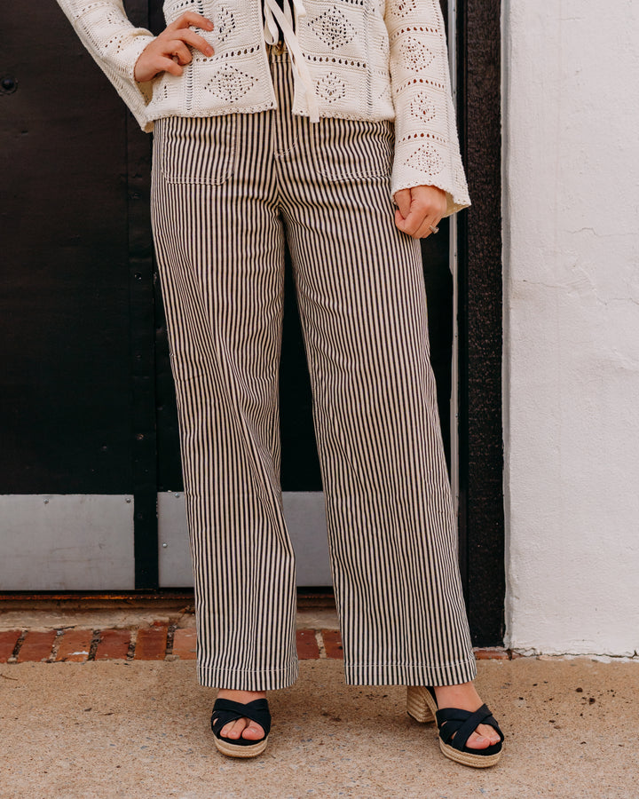 Another Love: Bristol Wide Leg Jeans in Cream and Black - The Vogue Boutique