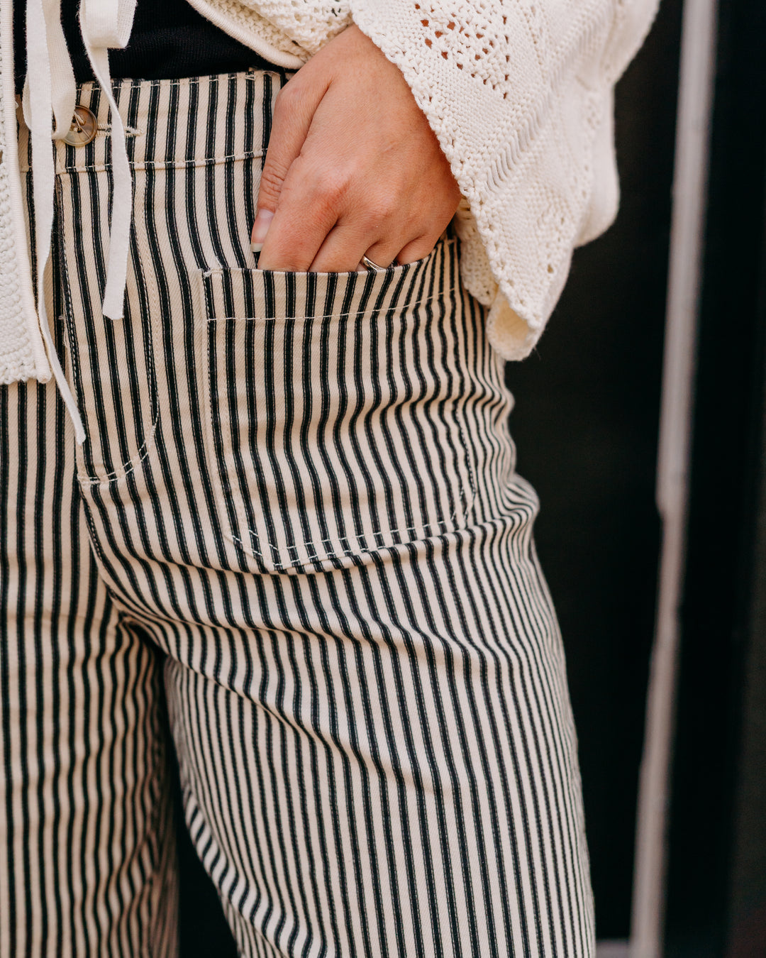 Another Love: Bristol Wide Leg Jeans in Cream and Black - The Vogue Boutique