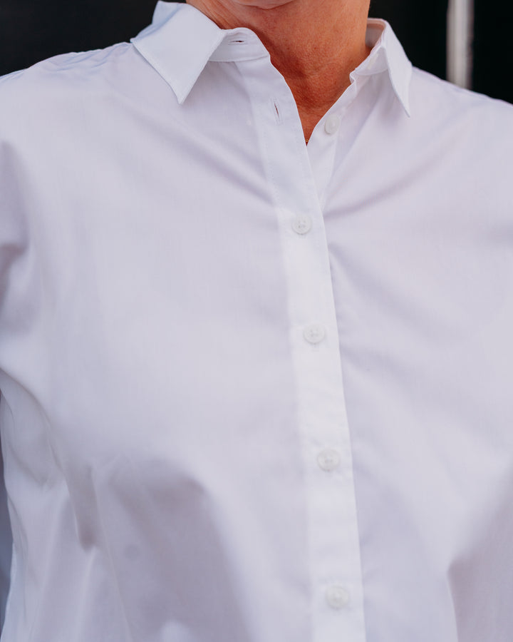 Spanx: Poplin Oversized Button-Up Shirt in Classic White (21410R)