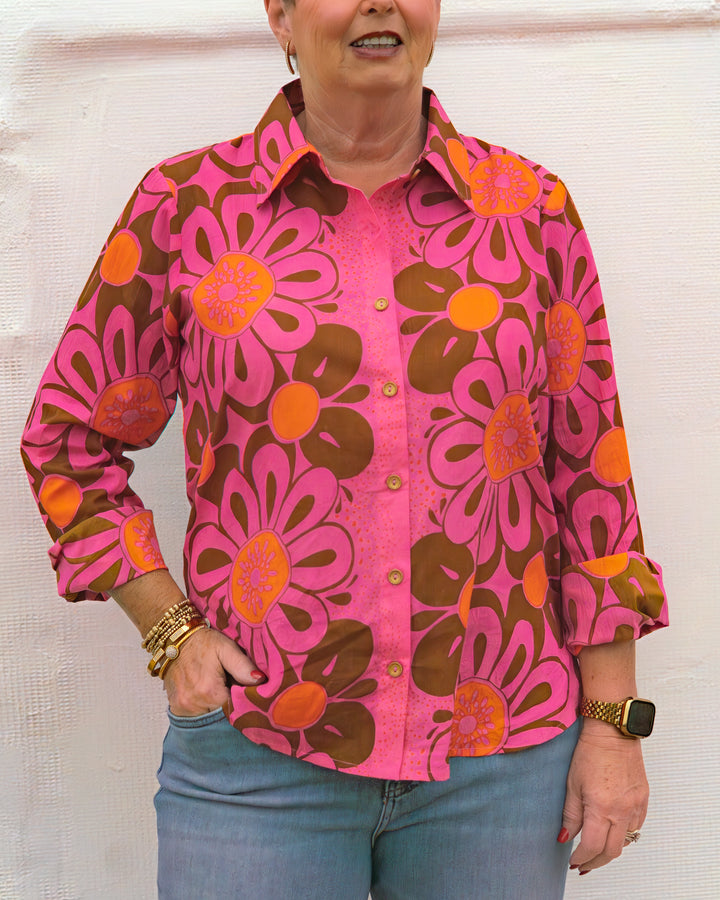 Ivy Jane: Button Down Top in Hot Pink (621596)