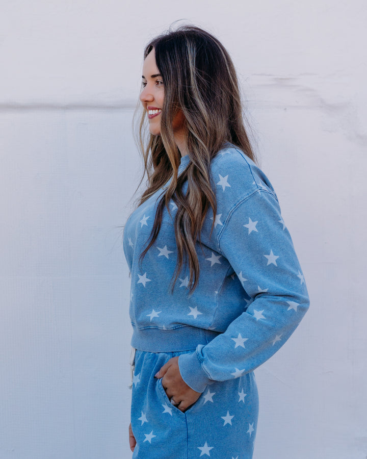 Z Supply: Written Stars Sweatshirt in Ocean Air Indigo