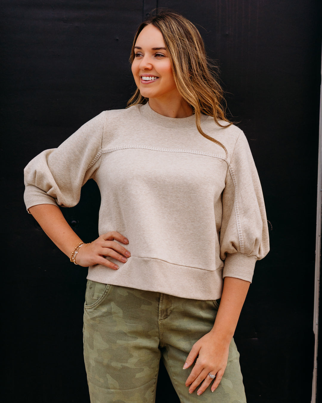 UGG: Classic Puff Sleeve Top in Sand Heather - The Vogue Boutique