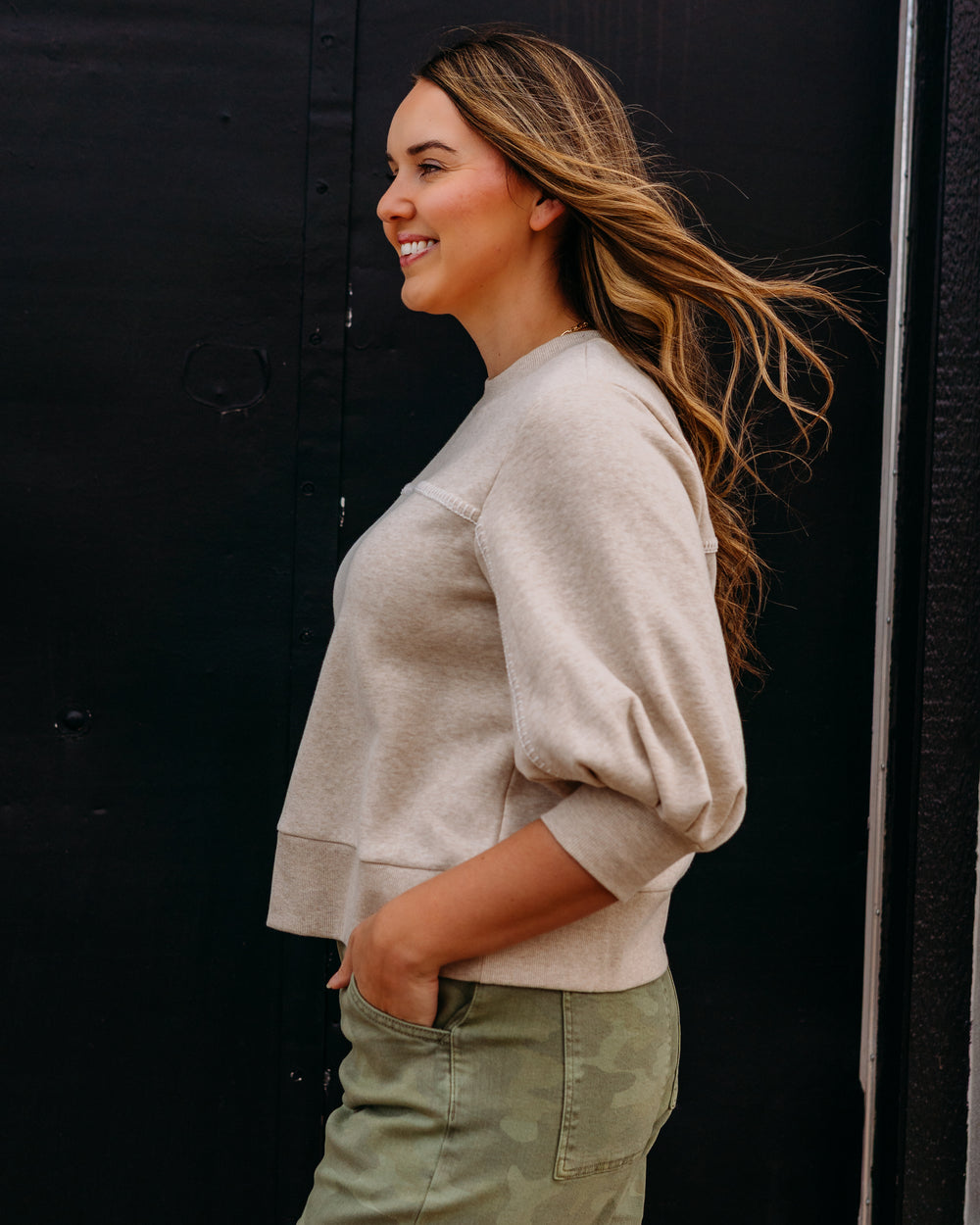 UGG: Classic Puff Sleeve Top in Sand Heather - The Vogue Boutique