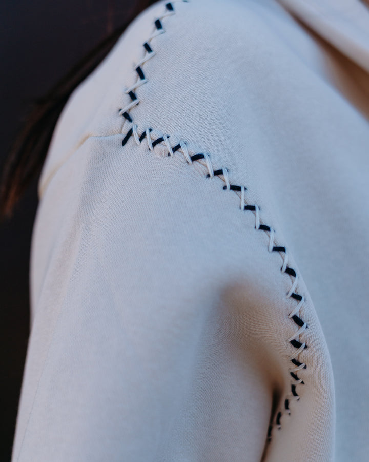 Tribal: Zip Funnel Neck Sweatshirt in Moonstone