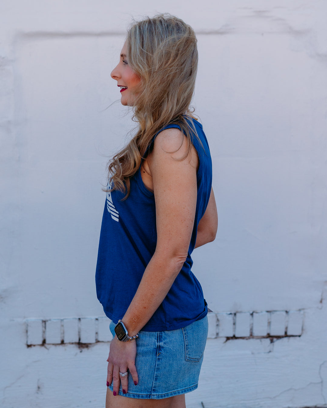 Z Supply: Stars And Stripes Muscle Tank in True Navy