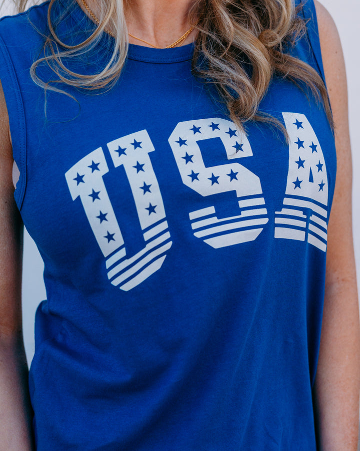Z Supply: Stars And Stripes Muscle Tank in True Navy