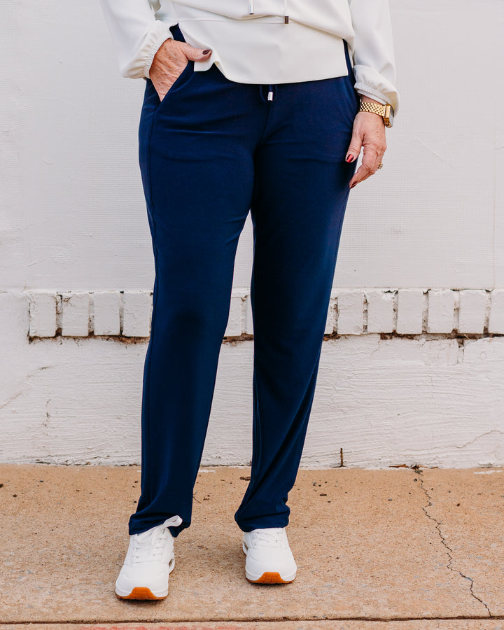 Joseph Ribkoff: Silky Knit Pull-On Jogger Pants With Drawstring in Navy (261626)