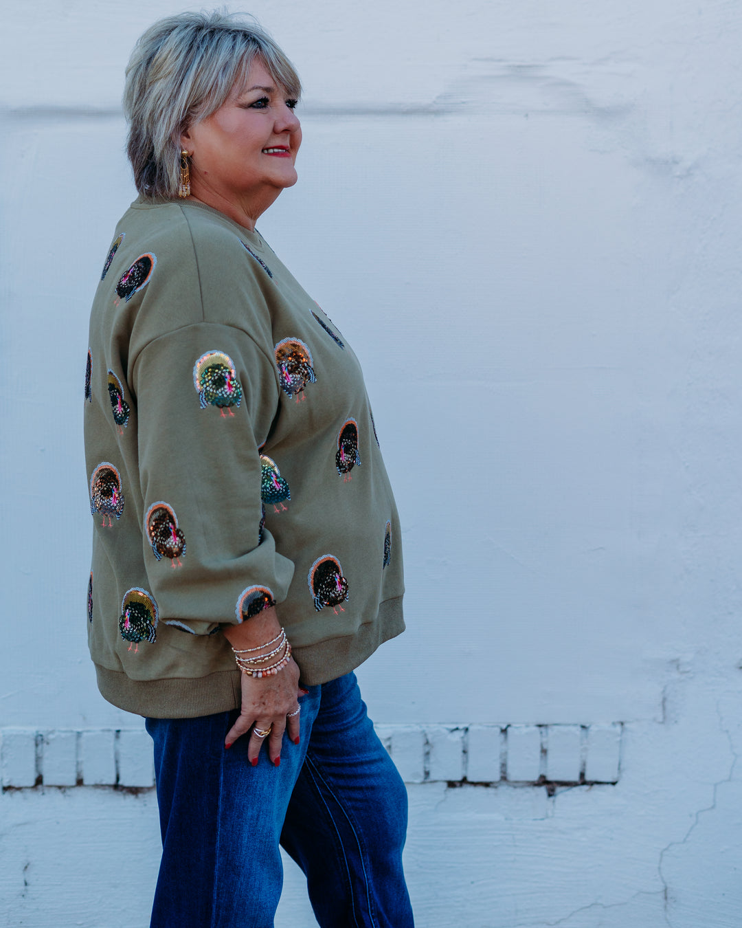 Queen of Sparkles: Scattered Turkey in Olive Green