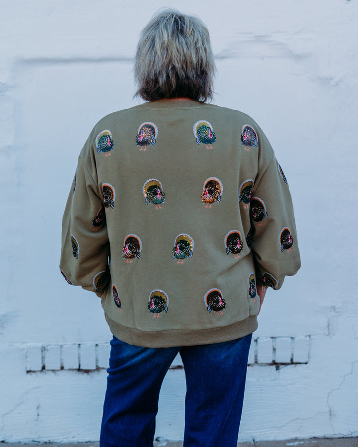 Queen of Sparkles: Scattered Turkey in Olive Green