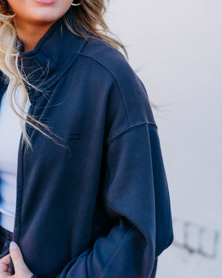 Billabong: The Avery Fleece Zip Sweatshirt in Blasted Blue