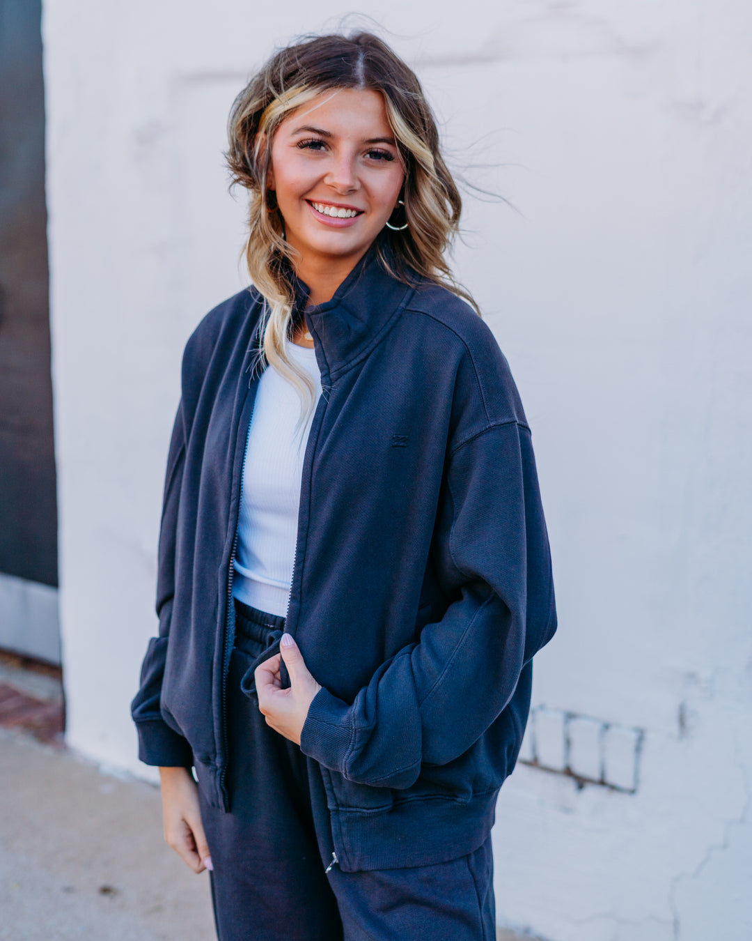 Billabong: The Avery Fleece Zip Sweatshirt in Blasted Blue