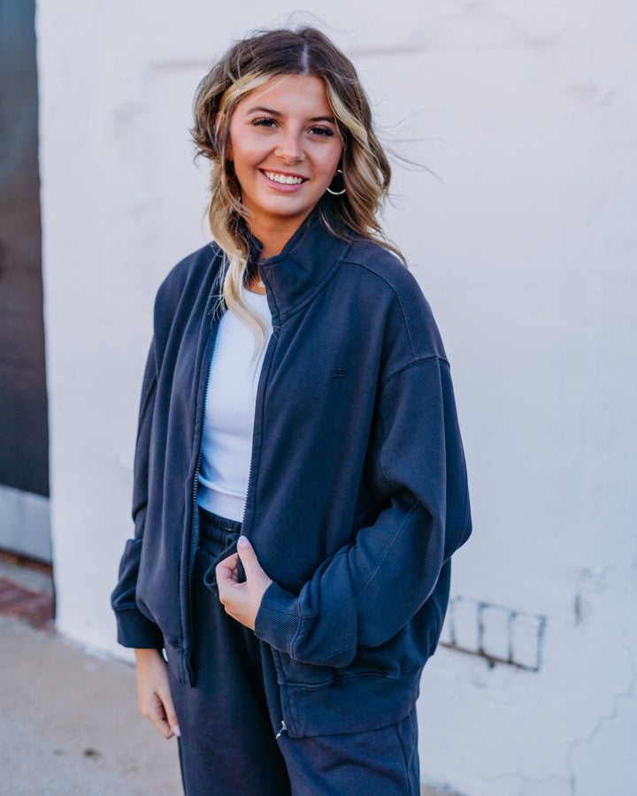 Billabong: The Avery Fleece Zip Sweatshirt in Blasted Blue