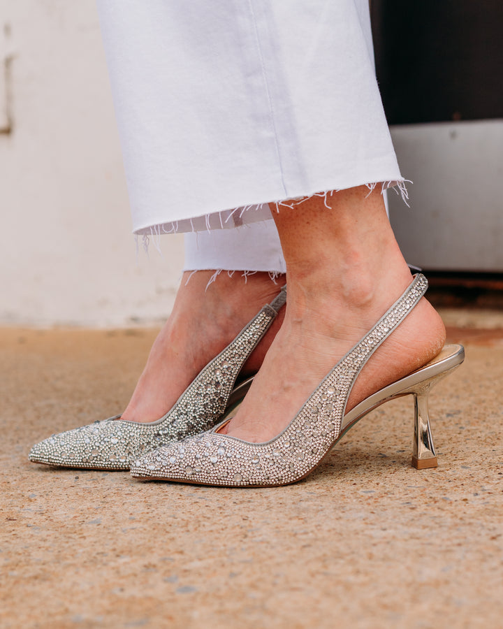 Betsey Johnson: Clark Heel in Silver