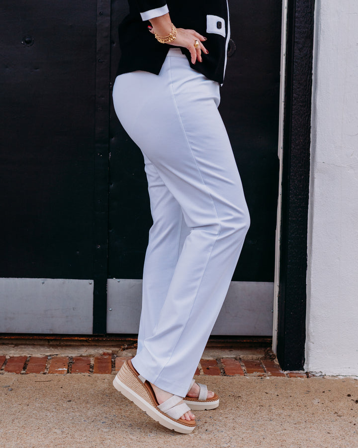 Multiples: Slim-Sation Relaxed Leg Pant White - M38711PM - The Vogue Boutique