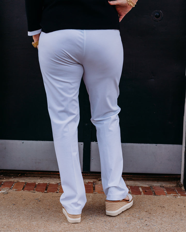 Multiples: Slim-Sation Relaxed Leg Pant White - M38711PM - The Vogue Boutique