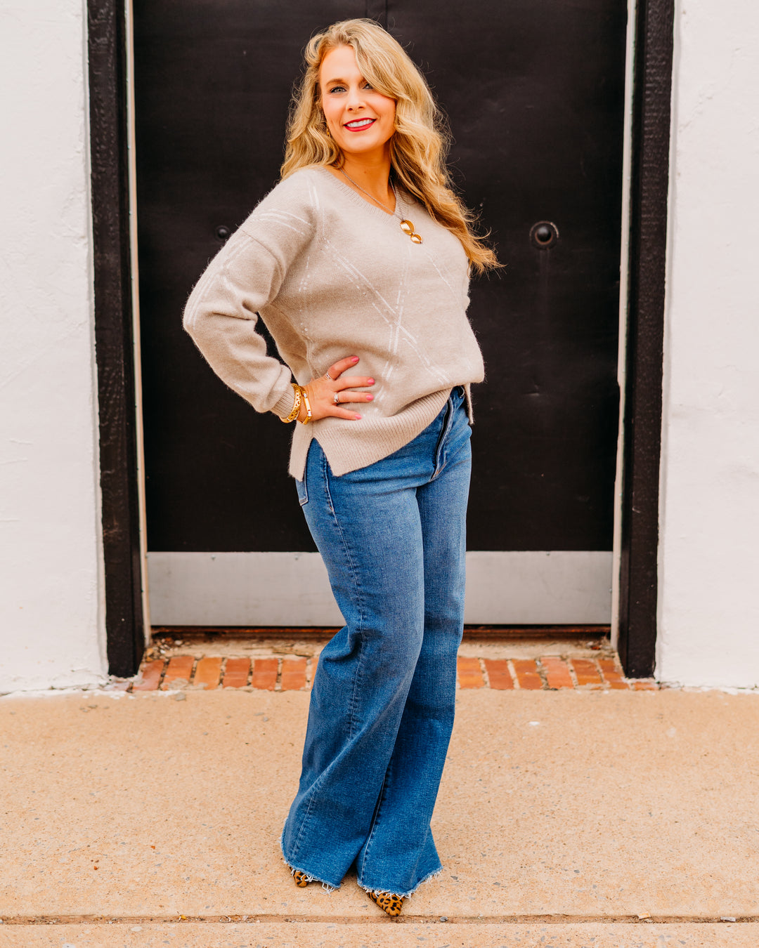 Joseph Ribkoff: Sweater Knit Pullover with Sequins in Oyster (254949)
