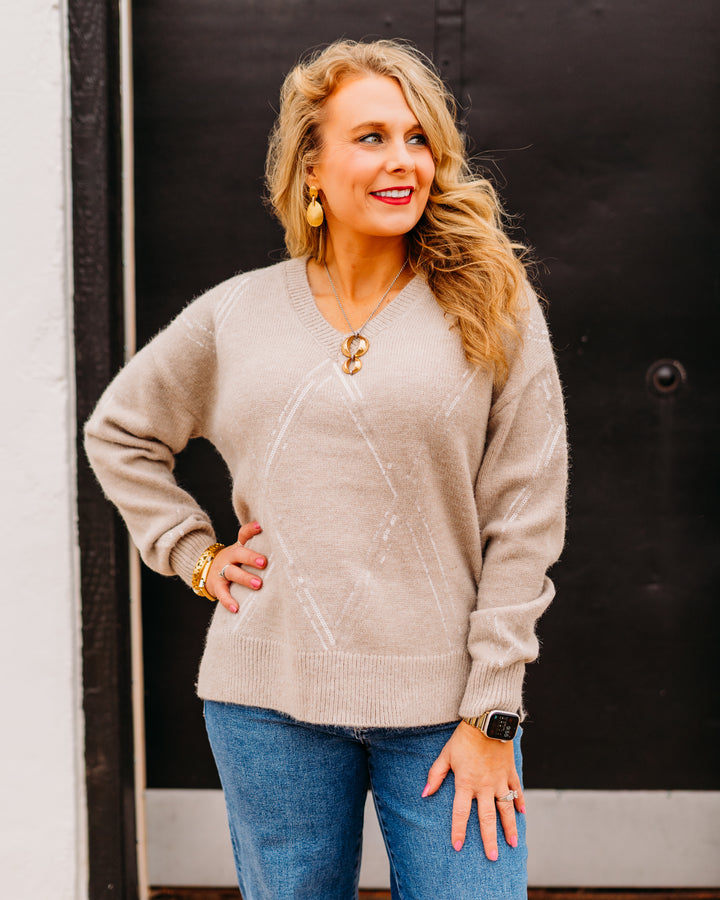 Joseph Ribkoff: Sweater Knit Pullover with Sequins in Oyster (254949)