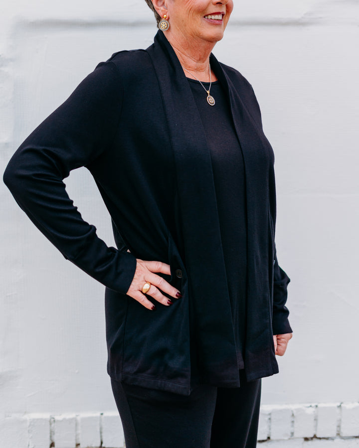 A La Carte: Open Front Cardigan in Black